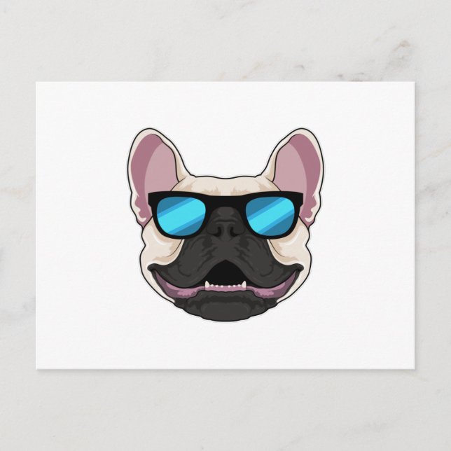 Postal Bulldog francés con gafas de sol (Anverso)