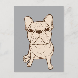 Postal Bulldog francés crema