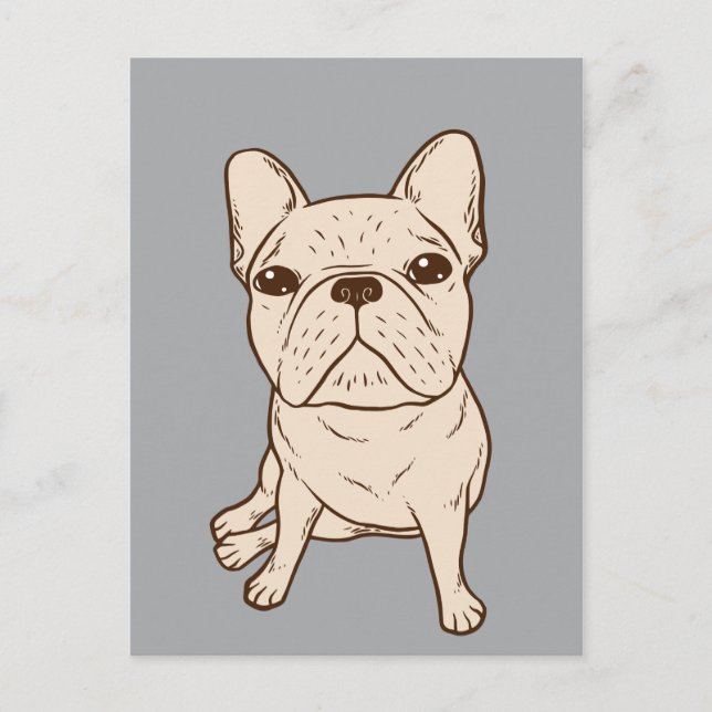 Postal Bulldog francés crema (Anverso)