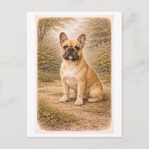 Postal Bulldog Francés de estilo vintage