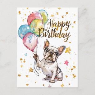 Postal Bulldog francés feliz cumpleaños
