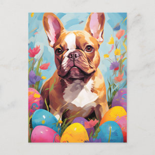 Postal Bulldog francés feliz Pascua