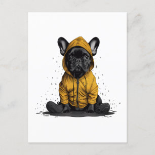 Postal Bulldog francés lindo con el abrigo