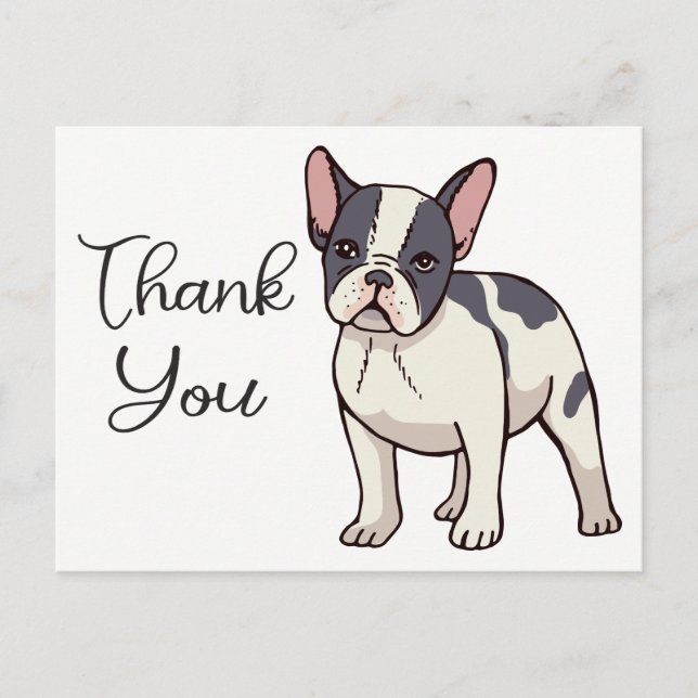 Postal Bulldog francés lindo gracias perro porcino francé (Anverso)