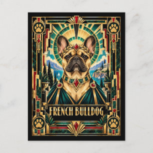 Postal Bulldog Francés, Perro Art Déco