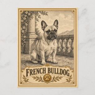 Postal Bulldog Francés, Perro Patrimonio Vintage