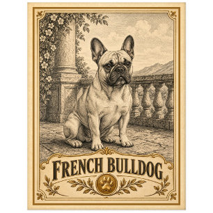 Postal Bulldog Francés, Perro Patrimonio Vintage