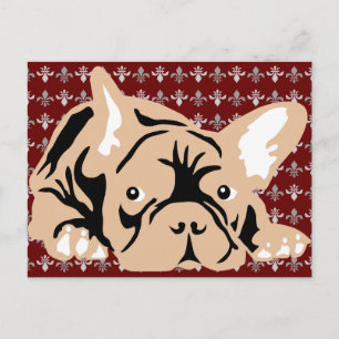 Postal Bulldog Francés rosa