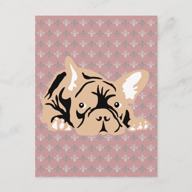 Postal Bulldog Francés rosa (Anverso)