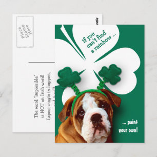 Postal Bulldog gracioso Personalizado de San Patricio