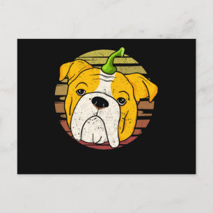 Postal Bulldog inglés Calabaza Halloween Día de Acción de