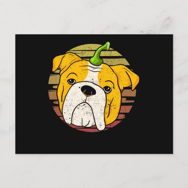 Postal Bulldog inglés Calabaza Halloween Día de Acción de (Anverso)