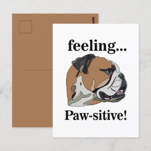 Postal Bulldog Inglés Cara de Mascota Sentimiento Positiv