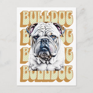 Postal Bulldog inglés con fuente retro