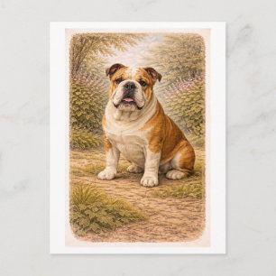 Postal Bulldog inglés de estilo vintage