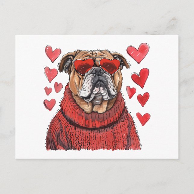 Postal Bulldog inglés día de San Valentín (Anverso)