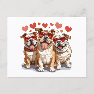 Postal Bulldog inglés día de San Valentín