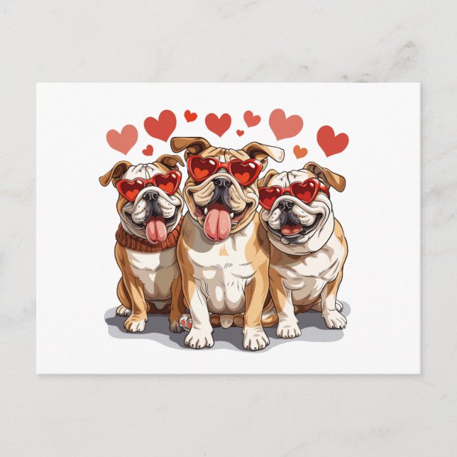 Postal Bulldog inglés día de San Valentín (Anverso)