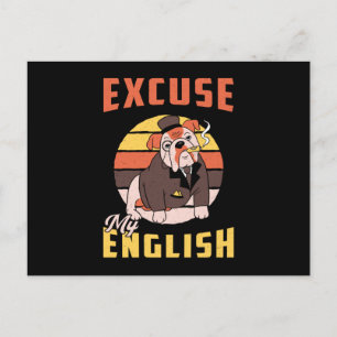 Postal Bulldog inglés disculpa mi inglés vintage Funny