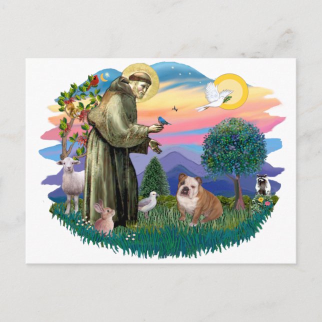 Postal Bulldog Inglés (marrón y blanco) (Anverso)