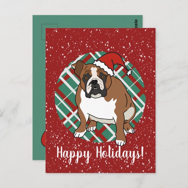 Postal Bulldog Inglés Navidad  (Anverso / Reverso)