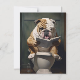 Postal Bulldog literario | Humor divertido en el baño