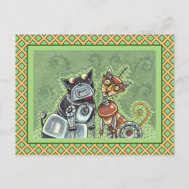 Postal BULLDOG ROBOT ADORABLE Y AMIGO DE LA COLINA Funny  (Anverso)