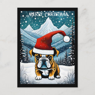 Postal Bulldog Santa Navidades de Snowley Mountain Cute