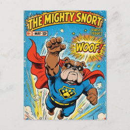 Postal Bulldog Superhero Flying with Cape