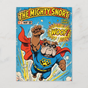 Postal Bulldog Superhero Flying with Cape