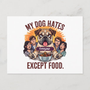Postal Bulldog Todos Menos Comida Divertido Cartoon