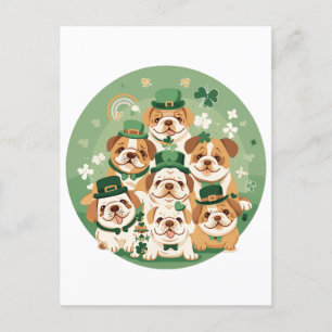 Postal Bulldoges en inglés del Día de San Patricio