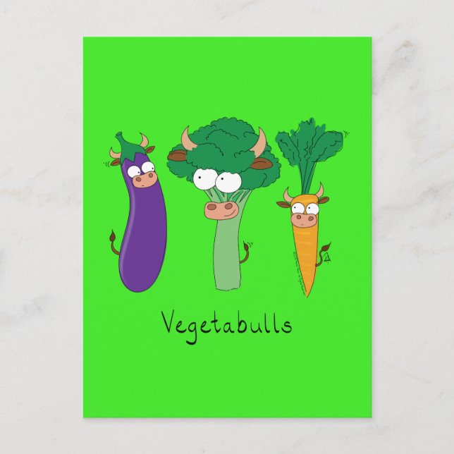 Postal Bulls vegetarianos Bulls vegetales Graciosos Posta (Anverso)