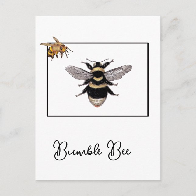 Postal Bumble Bee en el marco de la abeja (Anverso)