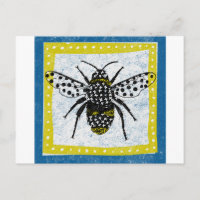 Bumble Bee Postcard Incepto negro amarillo azul