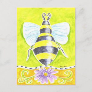 Postal Bumble Bee y Purple Daisy