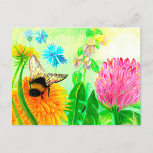 Postal Bumblebee en dandelion