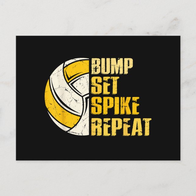 Postal Bump Set Spike Repetir voleibol Gracioso (Anverso)