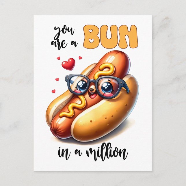 Postal Bun en un divertido Valentine de Punny, un perro c (Anverso)