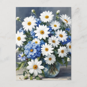 Postal Bunch of Flowers Elegant Daisies Watercolor