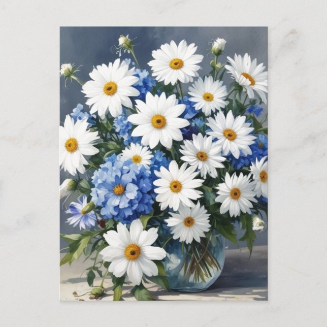 Postal Bunch of Flowers Elegant Daisies Watercolor (Anverso)