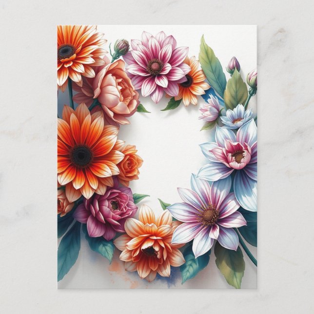 Postal Bunch of Flowers Elegant Watercolor (Anverso)