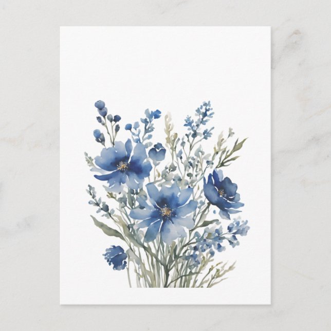 Postal Bunch of Flowers Elegant Watercolor (Anverso)