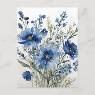 Postal Bunch of Flowers Elegant Watercolor