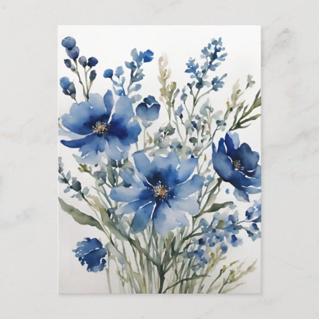 Postal Bunch of Flowers Elegant Watercolor (Anverso)