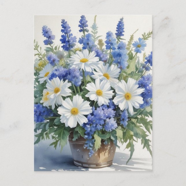 Postal Bunch of Flowers Elegant Watercolor (Anverso)