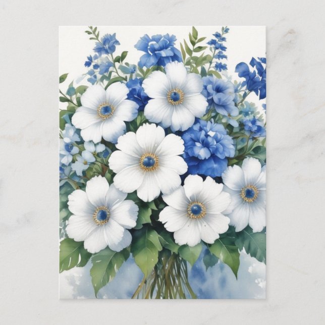 Postal Bunch of Flowers Elegant Watercolor (Anverso)