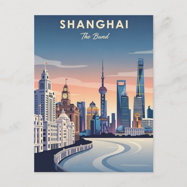 Postal Bund de Shanghai viaje a China (Anverso)