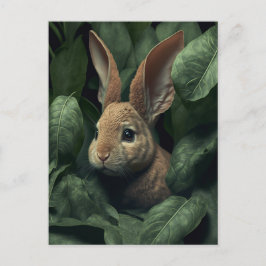 Postal Bunny and plant postcard