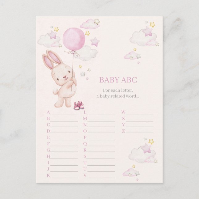 Postal Bunny Baby Shower Chica Game (Anverso)